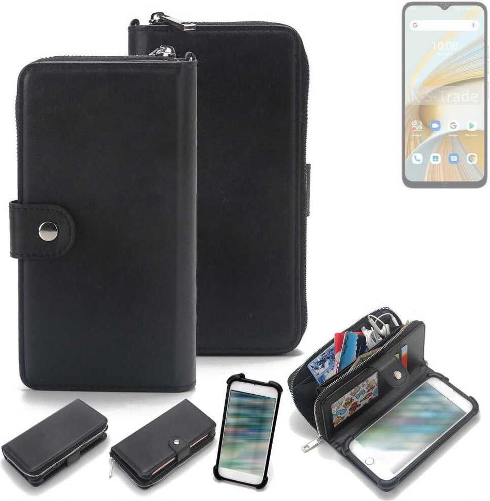 K-S-Trade 2in1 Handyhülle Schutzhülle kompatibel mit UMIDIGI G3 Plus & Portemonnee Cover Handy Hülle Case Etui Geldbörse Wallet Bookstyle Hülle