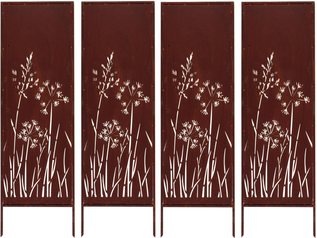 4x Sichtschutz Metall - 160 cm x 50 cm - Edelrost - Produktbild 