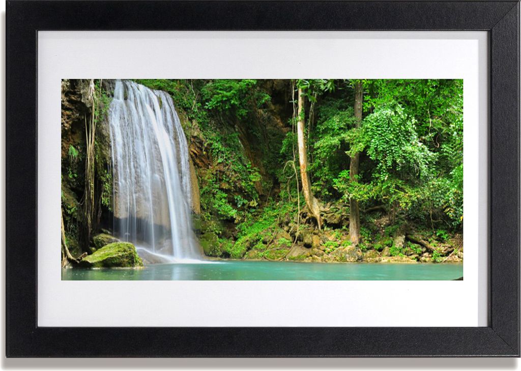 Bild 30x20 MDF-Rahmen Wandkunst Wald Wasserfall Natur