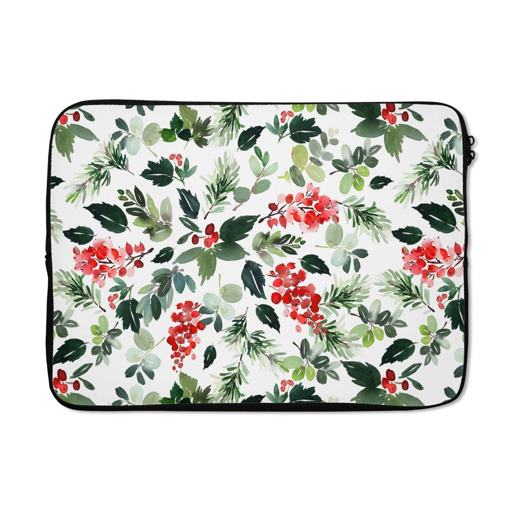 MuchoWow Laptop Hülle 13 Zoll Pflanzen - Weihnachten - Aquarell Laptoptasche - Laptophülle - Sleeve - Rundumschutz