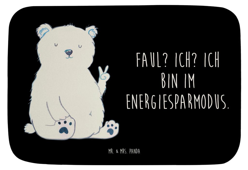 Mr. & Mrs. Panda Badematte Eisbär Faul - Schwarz - Geschenk, Duschvorleger, Büro, Entspannen, Teddy, Badteppich, Bär, Homeoffice, badezimmer lä...