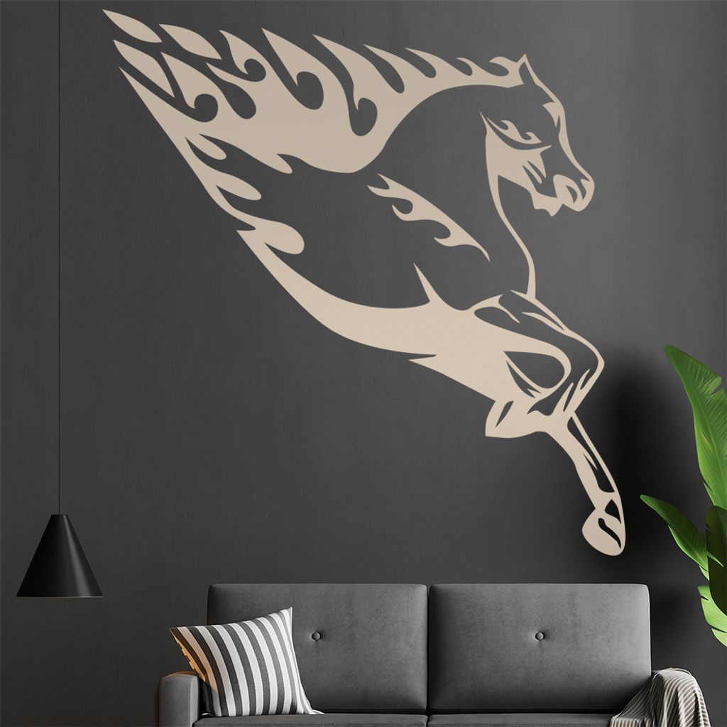 Flammen Pferd Wandtattoo in 6 Größen - Wandaufkleber Wall Sticker - Dekoration, Küche, Wohnzimmer, Schlafzimmer, Badezimmer