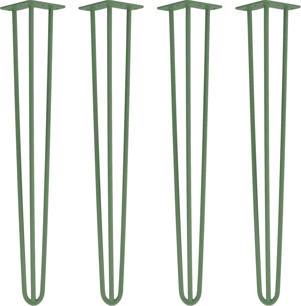 Natural Goods Berlin Gambe HAIRPIN, gambe per capelli, gambe per mobili, gambe per tavoli, verde, 71 cm, 3 montanti, 4 pezzi