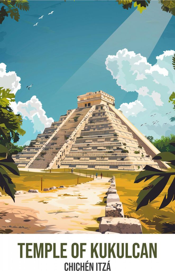 Plakat 29,7x42cm Tempel von Kukulcan, Chichén Itzá
