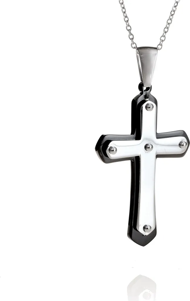 Collana Karisma Croce Acciaio Inox Nero Uomo 55cm - Elegante & Resistente