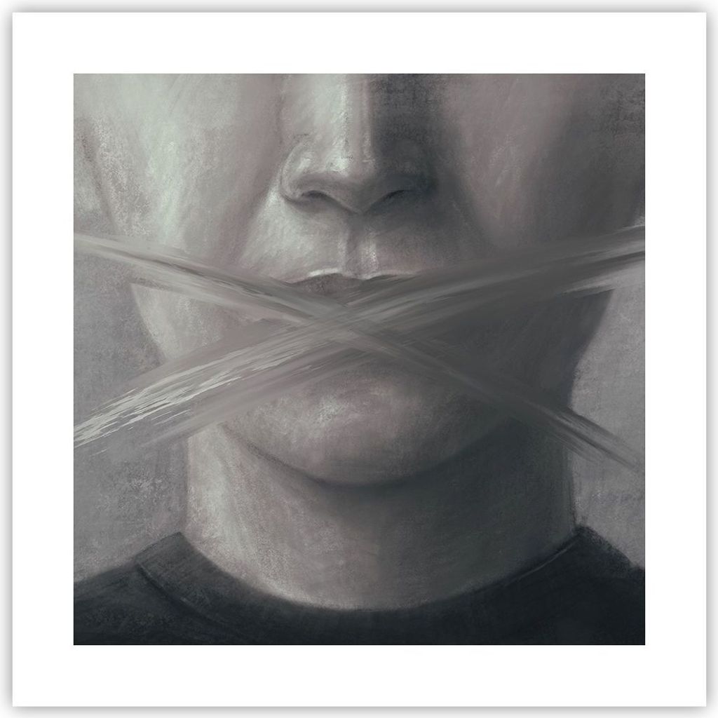 Poster - Poster ohne Rahmen - Symbol Mund Sprache - 40x40 cm - Wand Bild - Wanddeko - Wandbilder - Kunstposter - Wandposter - Bilder - Kunstdruck -...