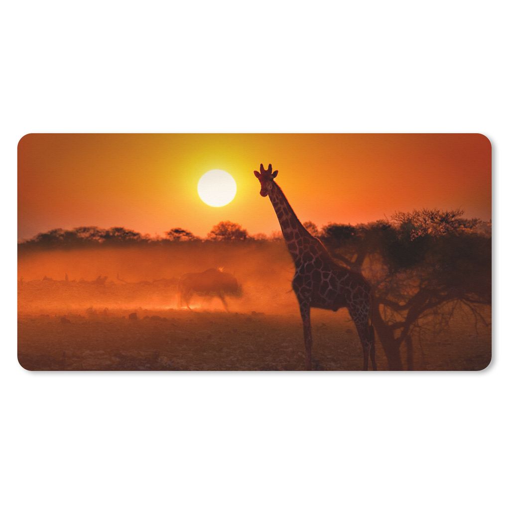 MuchoWow Mauspad Mousepad Giraffe - Sonne - Savanne 60x30 cm - Mousepads - Maus Mat - Pad - Mausunterlage - Nachhaltig