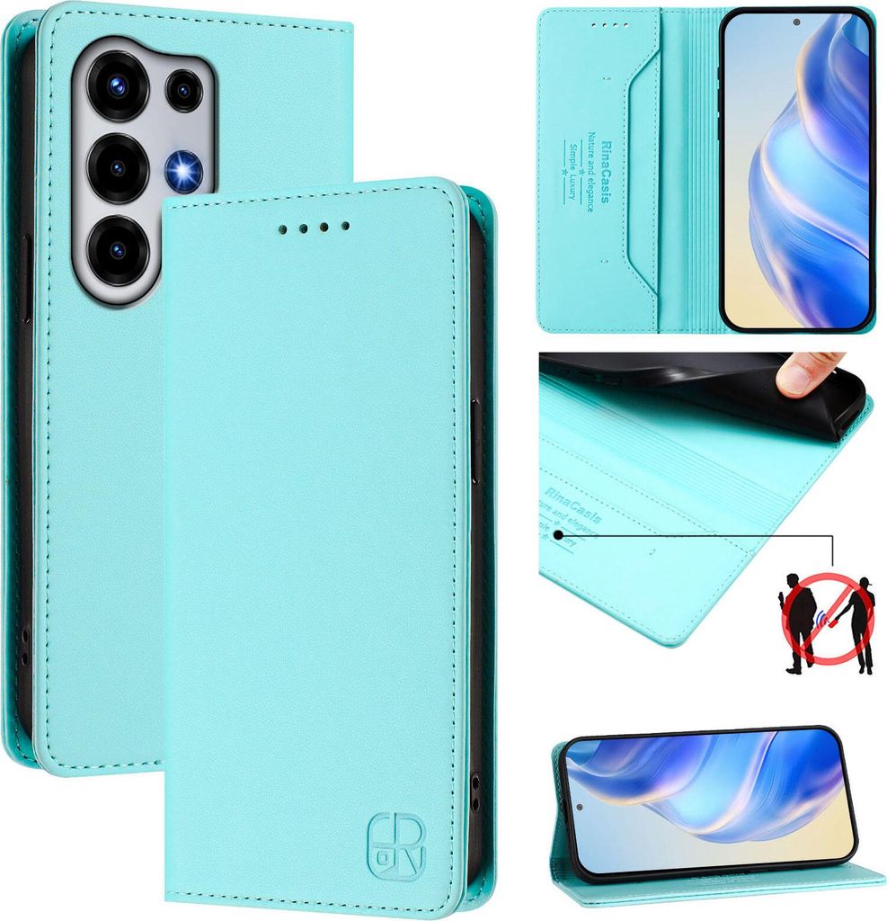 Lederhülle für itel Super 26 Ultra Hülle Flip Brieftasche Kartenfächern Ständer Schutzhülle Türkis