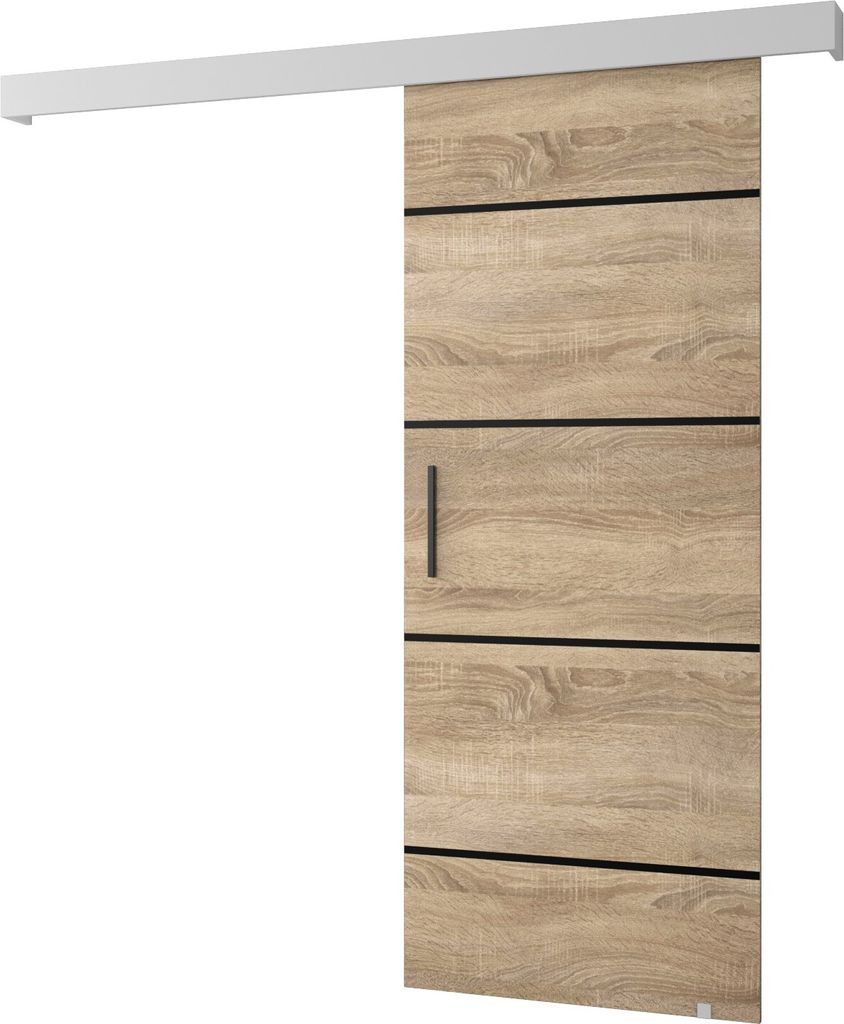 MEBLE KRYSPOL Schiebetürsystem SALWADOR 4 mit Schienenabdeckung, Einbautüren, 90x204cm, Sonoma