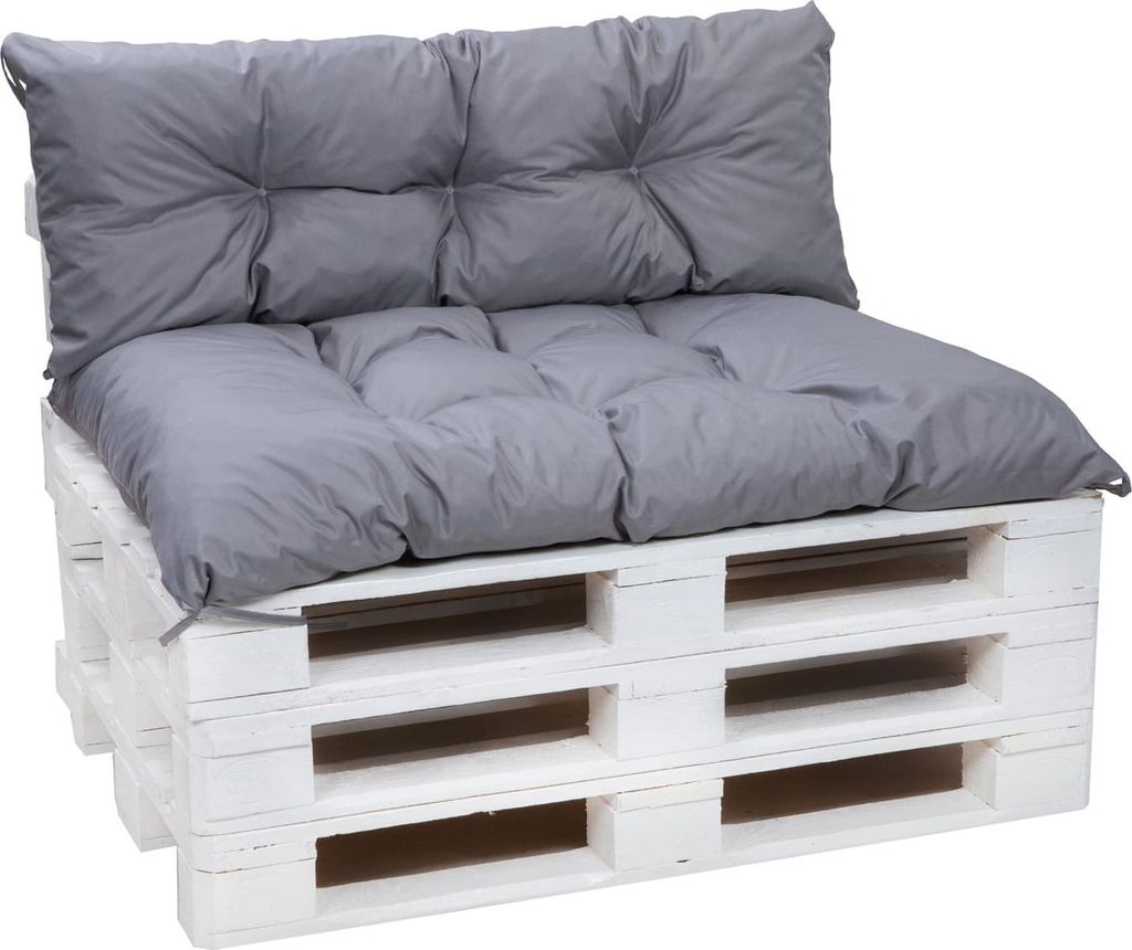 Palettenkissen Set Grau – Sitzkissen 120×50 cm & Rückenlehne 120×40 cm für Palettensofa, Terrasse und Gartenlounge