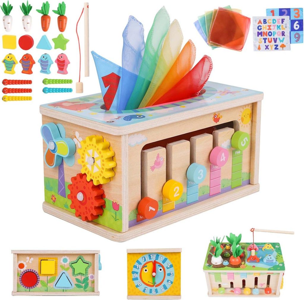 OKWISH Lernspielzeuge, Multifunktionale Frühbildungs-Papiertuch-Spielbox für Kinder, Fördert Kreativität und Motorik, Ideal für Lernspielzeug