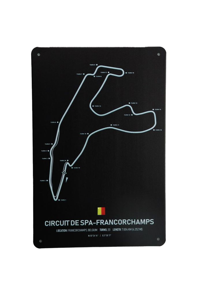 Circuit spa-francorcham - Vintage blechschild - Metall poster - Metallschild - Formula 1 - Blechschild -Retro blechschild
