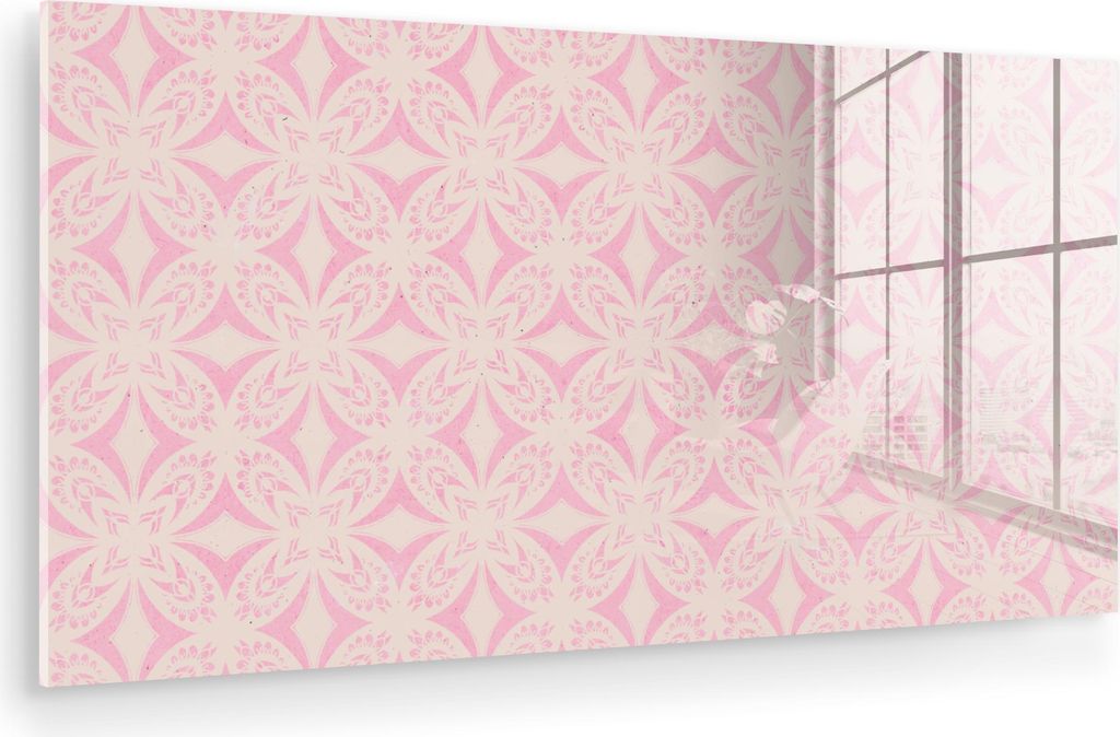 MuchoWow Glasbilder - Bilder auf Wandbild - Foto auf Glas Muster - Formen - Beige - Rosa 40x20 cm Wanddekoration aus Glas - Acrylglasbild - Acrylbi...