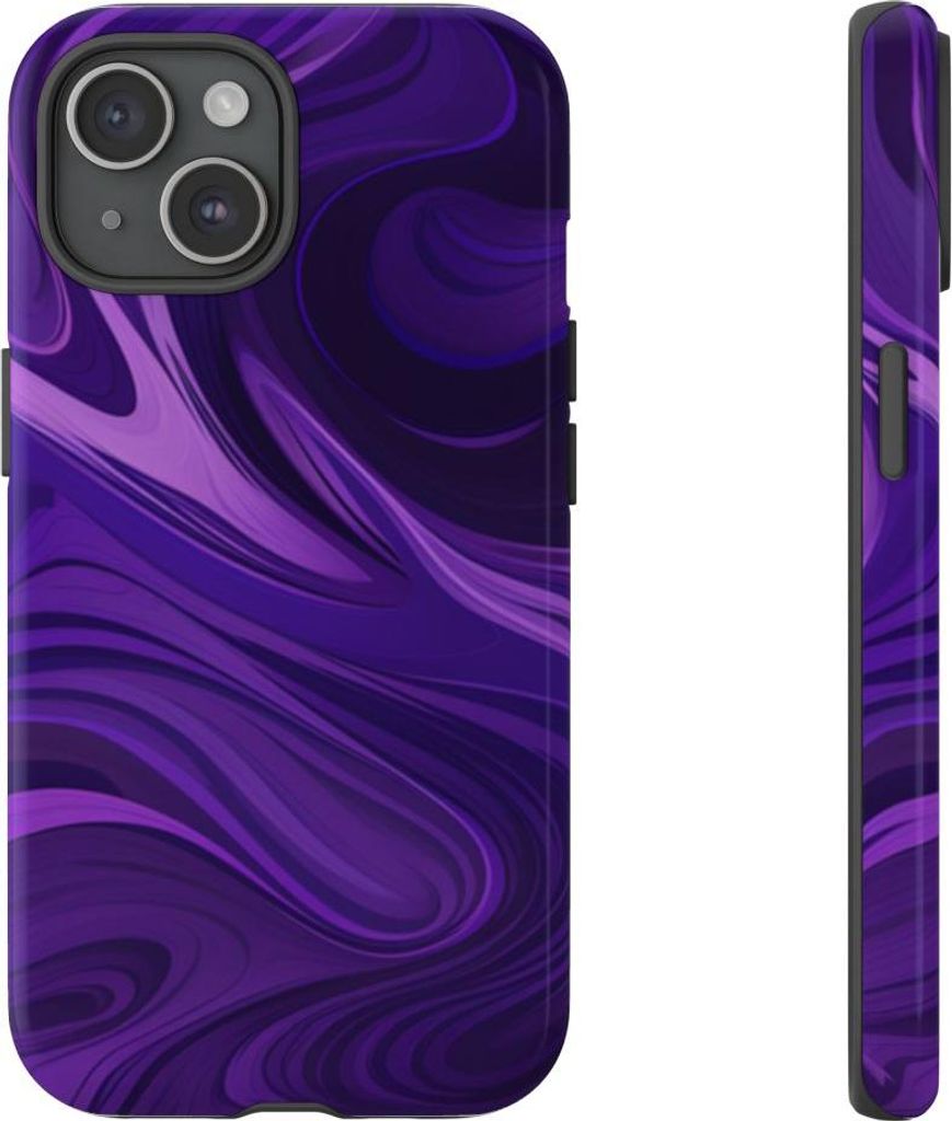 Abstraktes Wellenmuster in Violett – Hülle Kompatibel mit iPhone 15