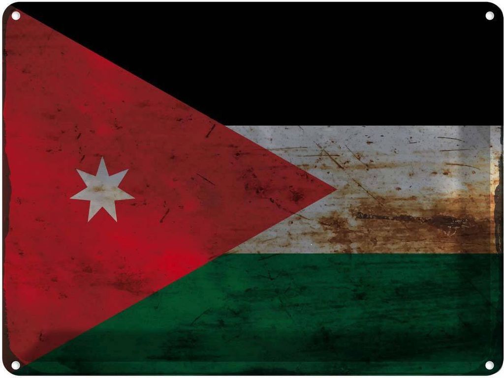vianmo Blechschild 30x40 cm Jordanien Jordan Flagge Fahne Wappen
