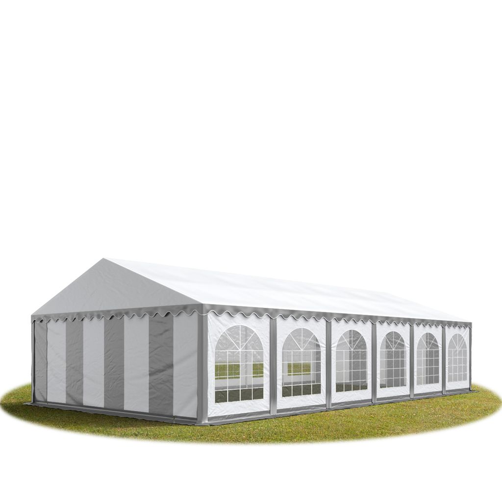 Hochwertiges Partyzelt Festzelt 6x12 m PVC grau-weiß wasserdicht