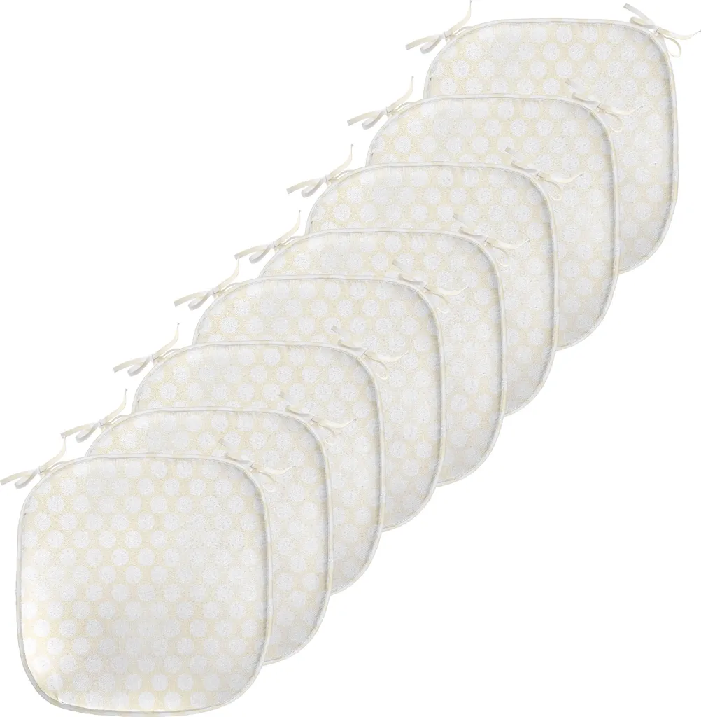 Galette de chaise imperméable lot de 8 coussins 40x40 cm beige blanc