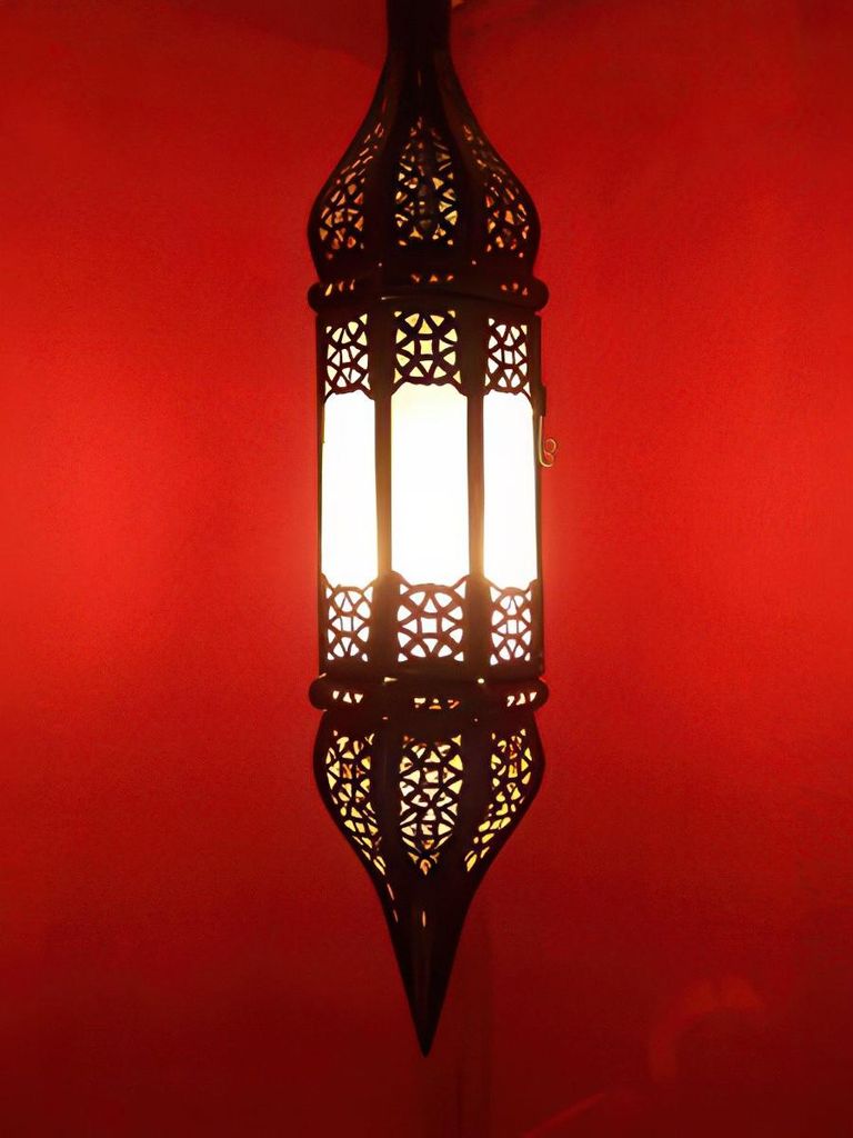 Orientalische Lampe Pendelleuchte Weiss Rihana 56cm E27 Lampenfassung | Marokkanische Design Hängeleuchte Leuchte aus Marokko | Orient Lampen für...