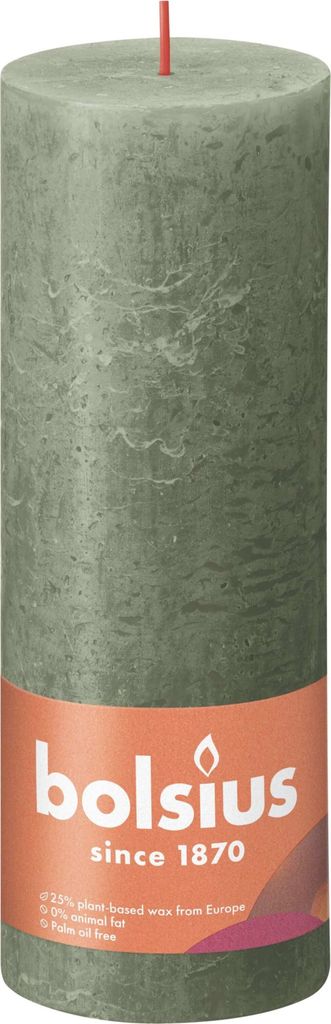 Bolsius rustikale Stumpenkerze, olivgrün, 190 x 68 mm Produktbild 