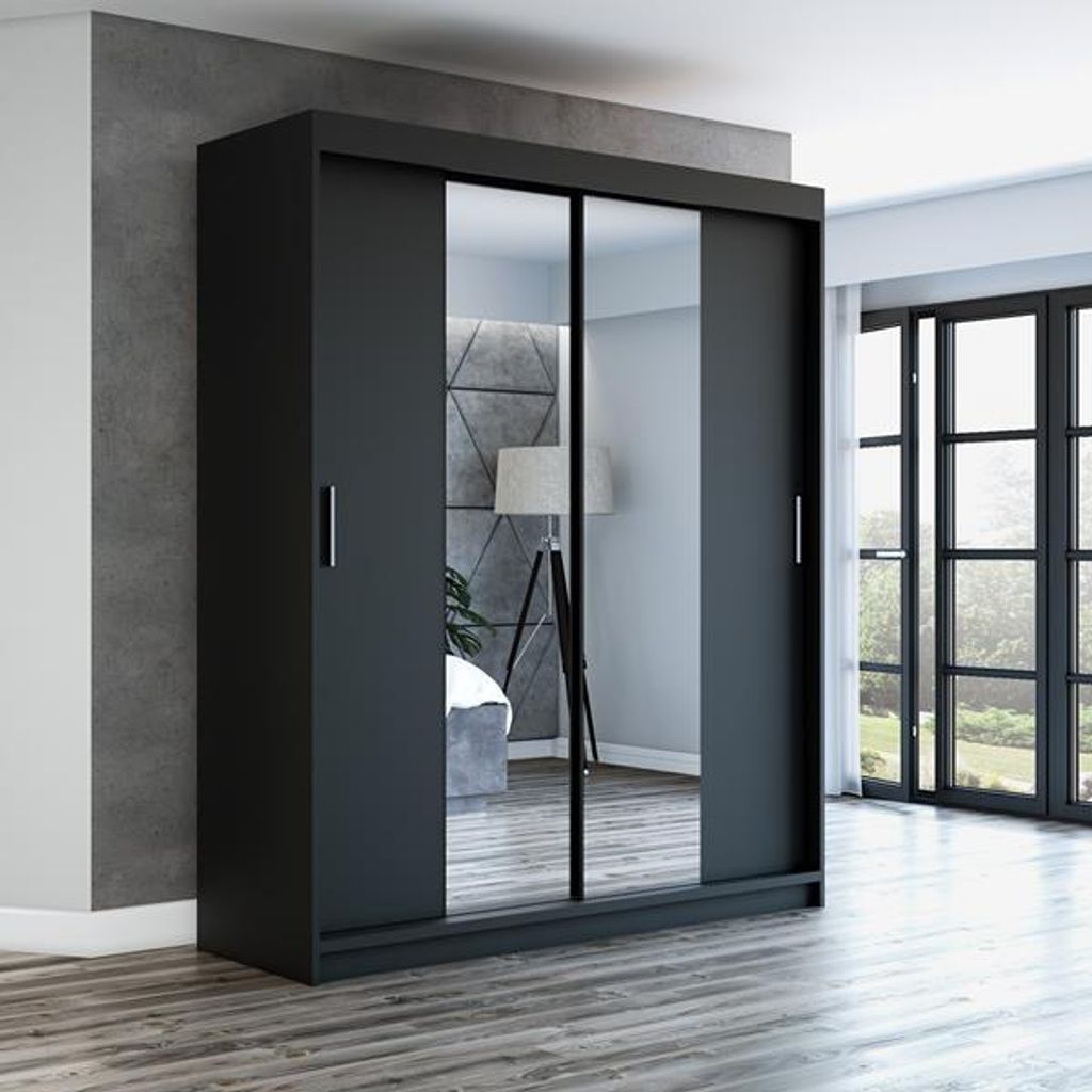 Schwebetürenschrank, 2-türig Schrank mit Spiegel! Moderne Produktbild 