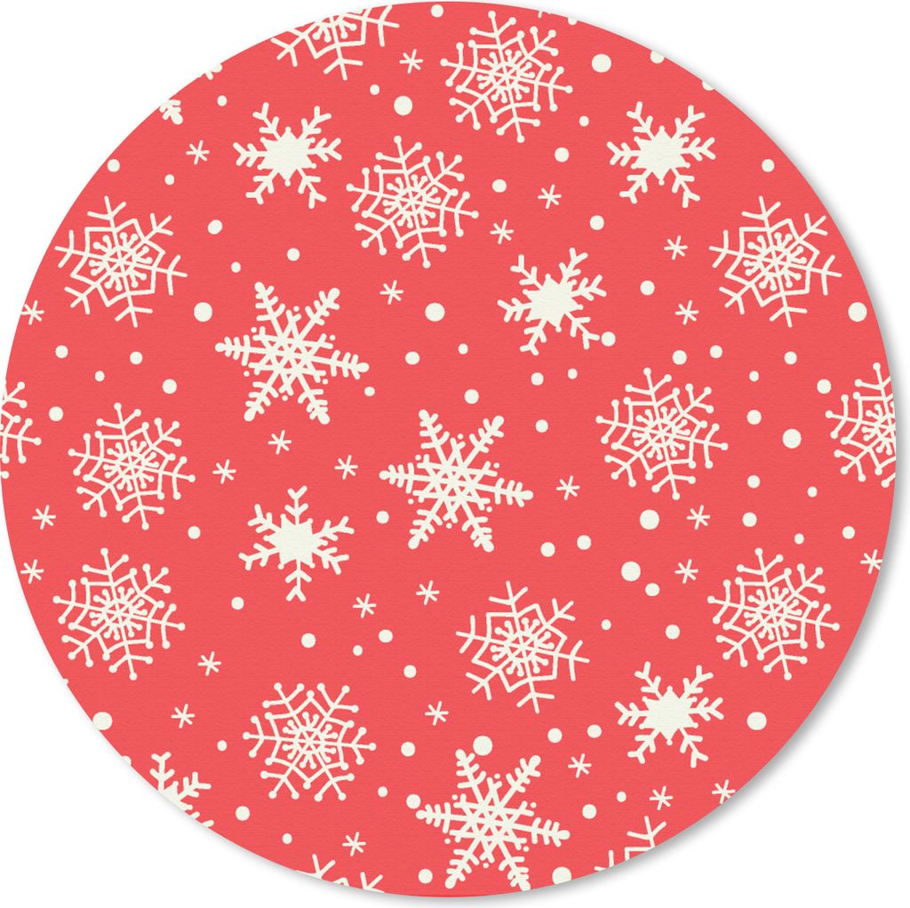 MuchoWow Mauspad Mousepad Muster - Schneeflocke - Weihnachten - Rot - Weiß 50x50 cm - Mousepads - Maus Mat - Pad - Mausunterlage - Vinyl