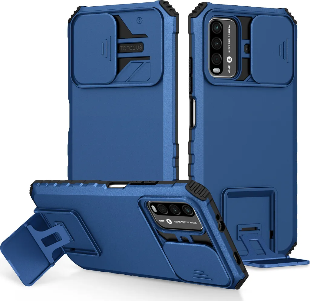 Custodia Xiaomi Poco M3 / Redmi 9T: Protezione Militare Blu con Supporto