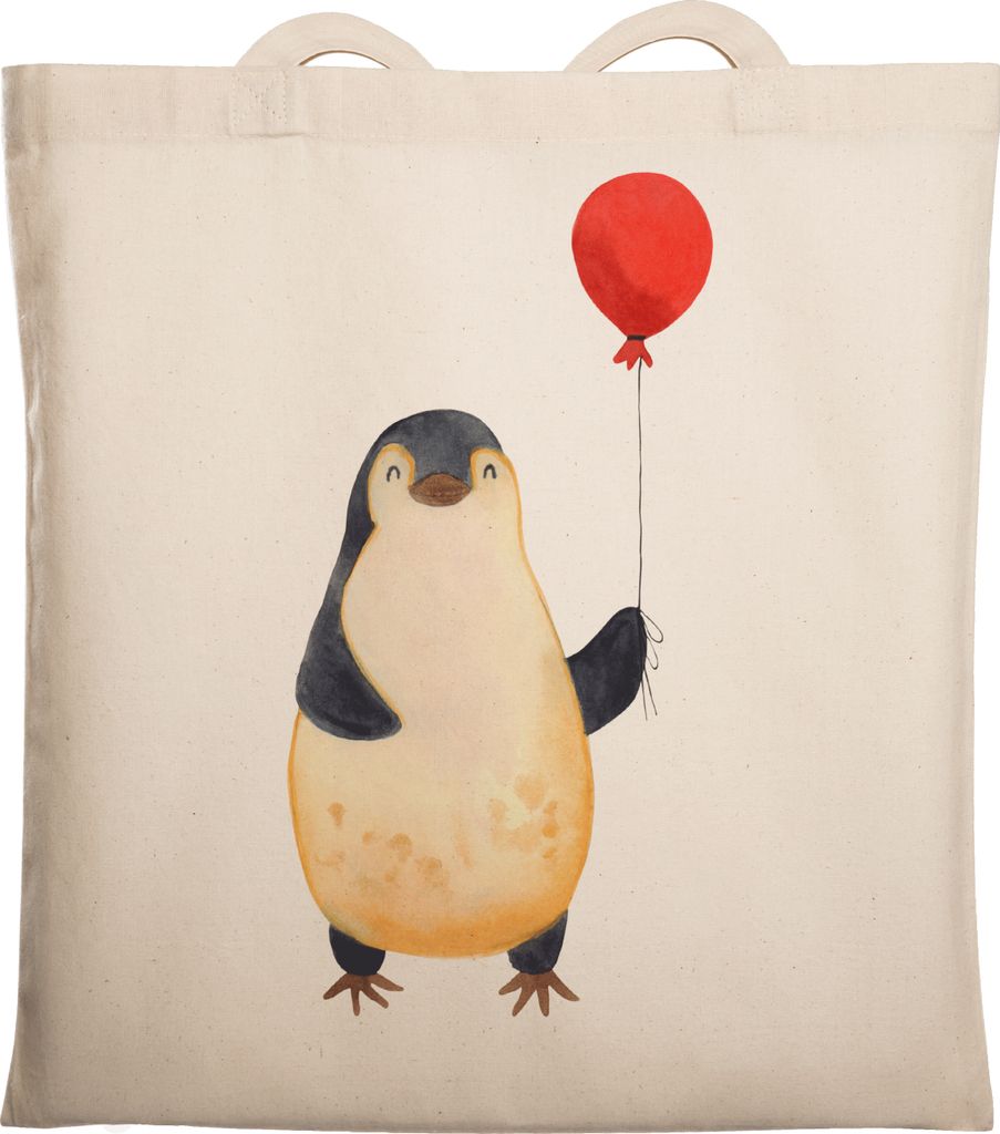 Mr. & Mrs. Panda Schultasche Pinguin Luftballon - Transparent - Geschenk, Tote Bag, canvas tasche, Geschenkidee, Kirmes, Glück, Laptoptasche, Jahr...