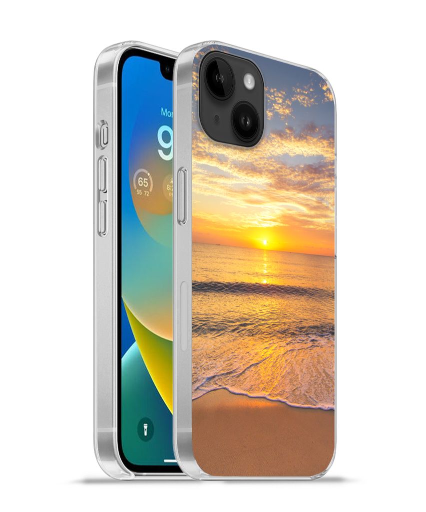 MuchoWow Handyhülle Schutzhülle Hülle für Apple iPhone 14 Plus - Soft case Strand - Sonnenuntergang - Meer Silikon Softcase Handy Hülle - Ab...