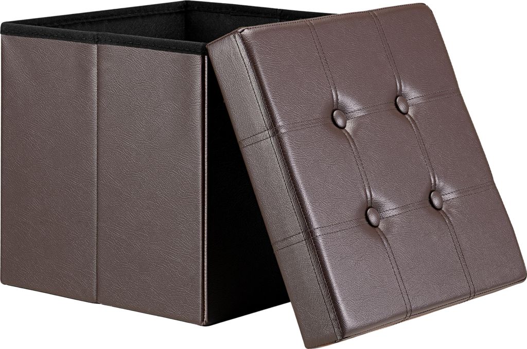 CASARIA® Tabouret cube avec espace de rangement brun petit Image du produit 
