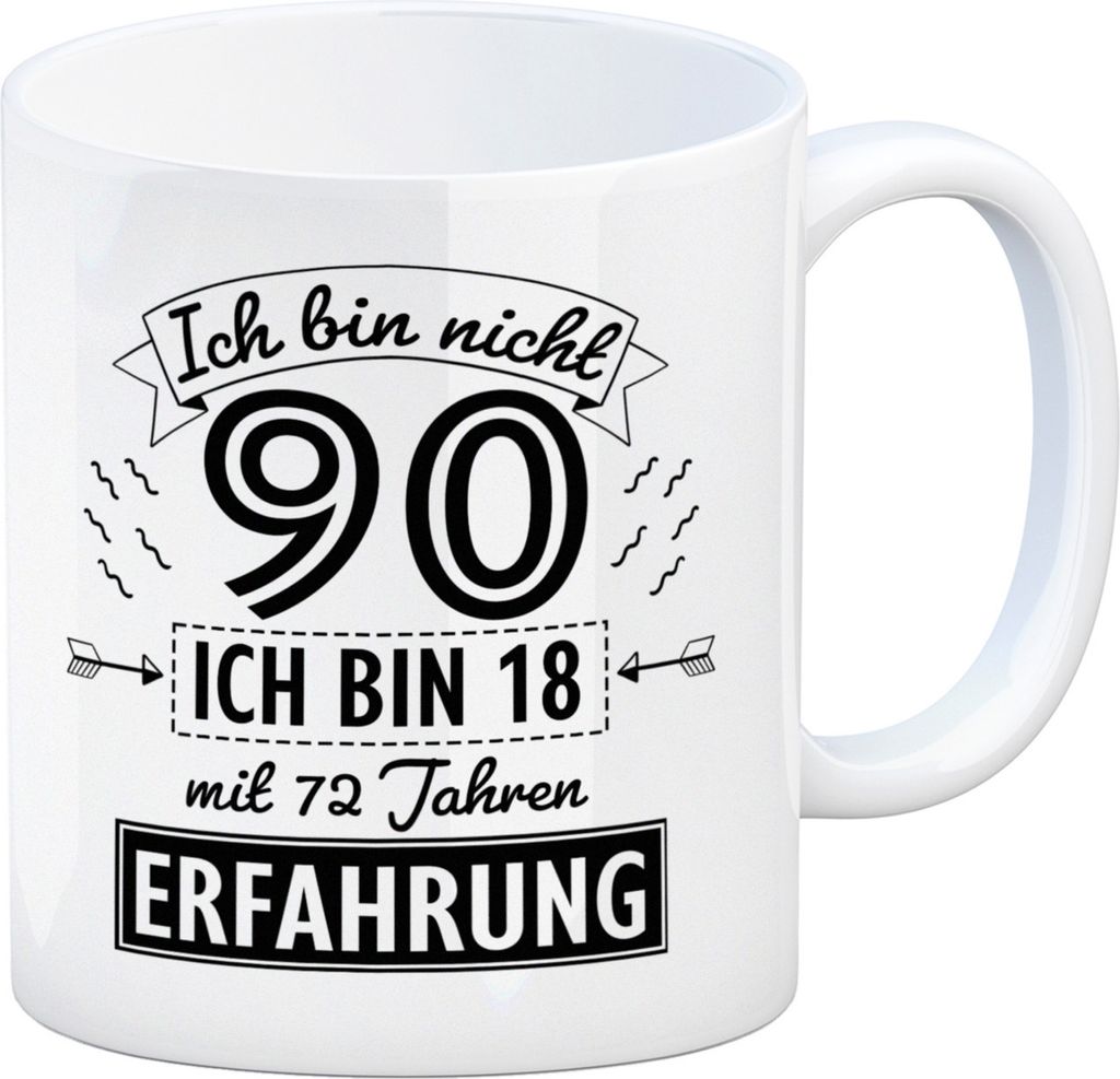 Witziger Kaffeebecher für den 90. Geburtstag mit Motiv: Produktbild 