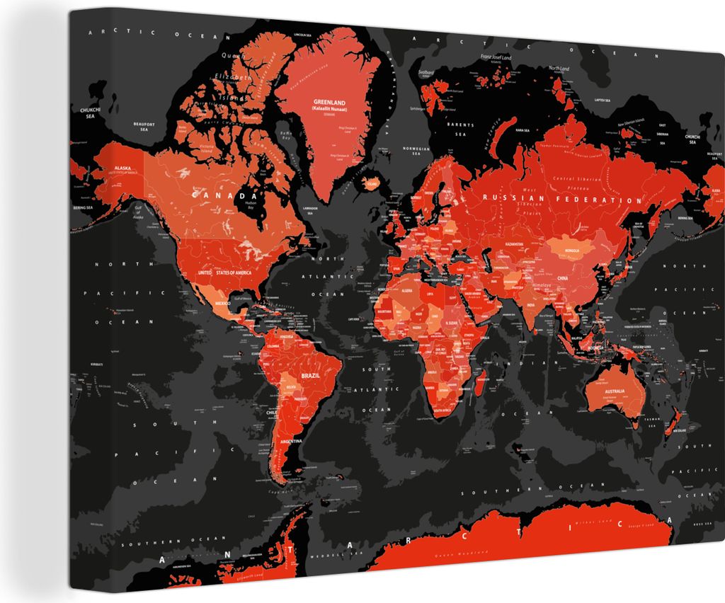 OneMillionCanvasses - Leinwandbilder - 150x100 cm, Weltkarte - Rot - Schwarz - Kind - Kind - Mädchen, Wandbilder Kunstdruck Wanddekoration - Fot...