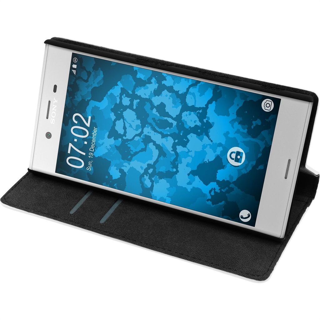 PhoneNatic Kunst-Lederhülle kompatibel mit Sony Xperia XZ - Book-Case weiß Cover