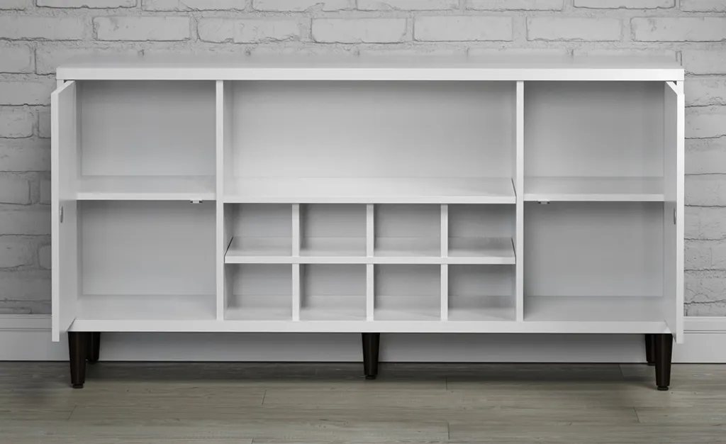 Buffet Evolution 2 portes avec range-bouteilles blanc et noir moderne - 31