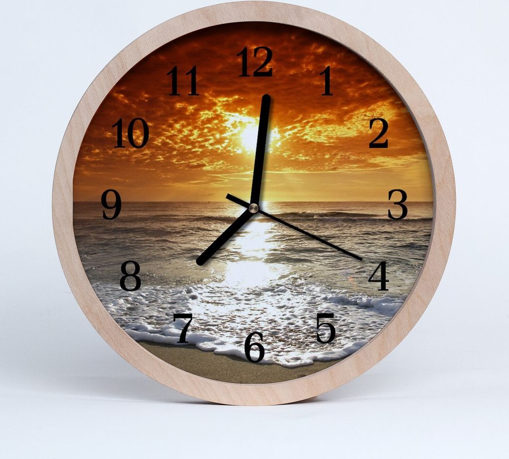Holzuhr 20fi cm wanduhr - Seestrandlandschaft