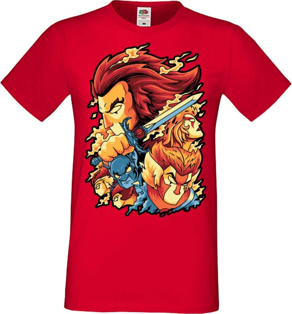 Herren T-Shirt Anime Manga Thundercats 01, Man 3XL / Rot