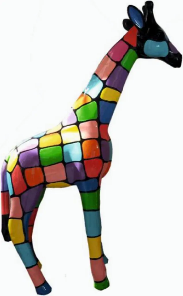 Girafe multicolore 115cm GFK Figurine de décoration extérieure robuste