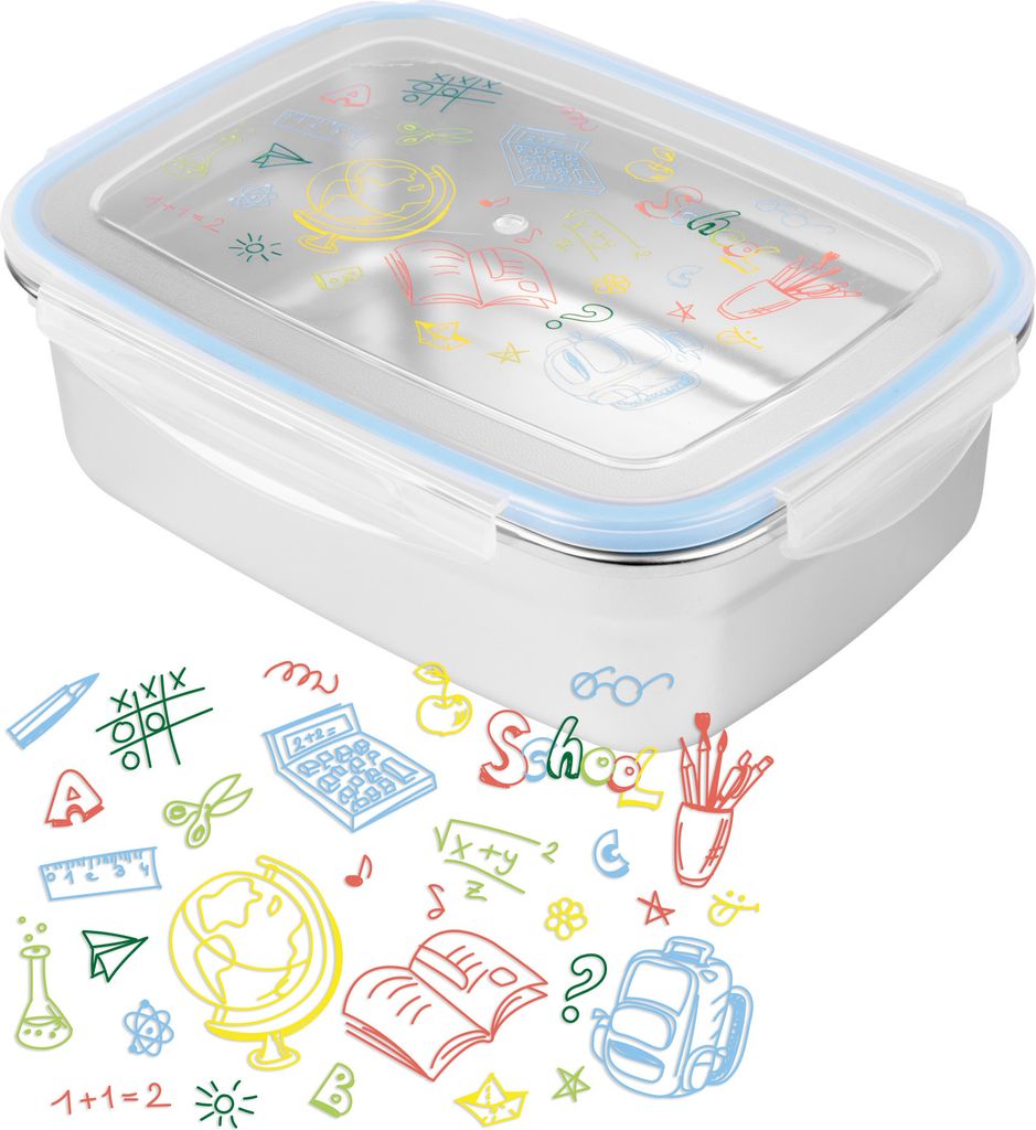 Back to school Edelstahl Brotdose - Lunchbox Metall Butterbrotdose mit Kunststoffdeckel