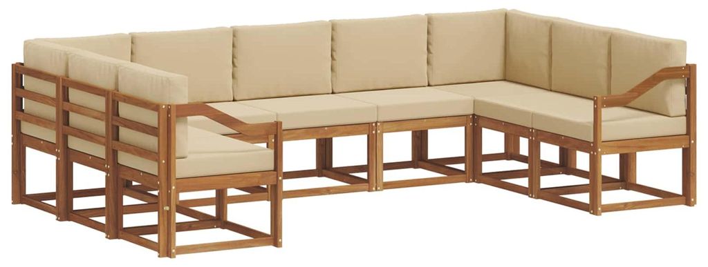 vidaXL Outdoor-Sofagarnitur mit Kissen 9 pcs Natur und Beige