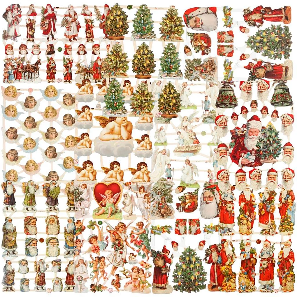 Illustrations Noël vintage pour personnaliser vos cadeaux, lot de 30