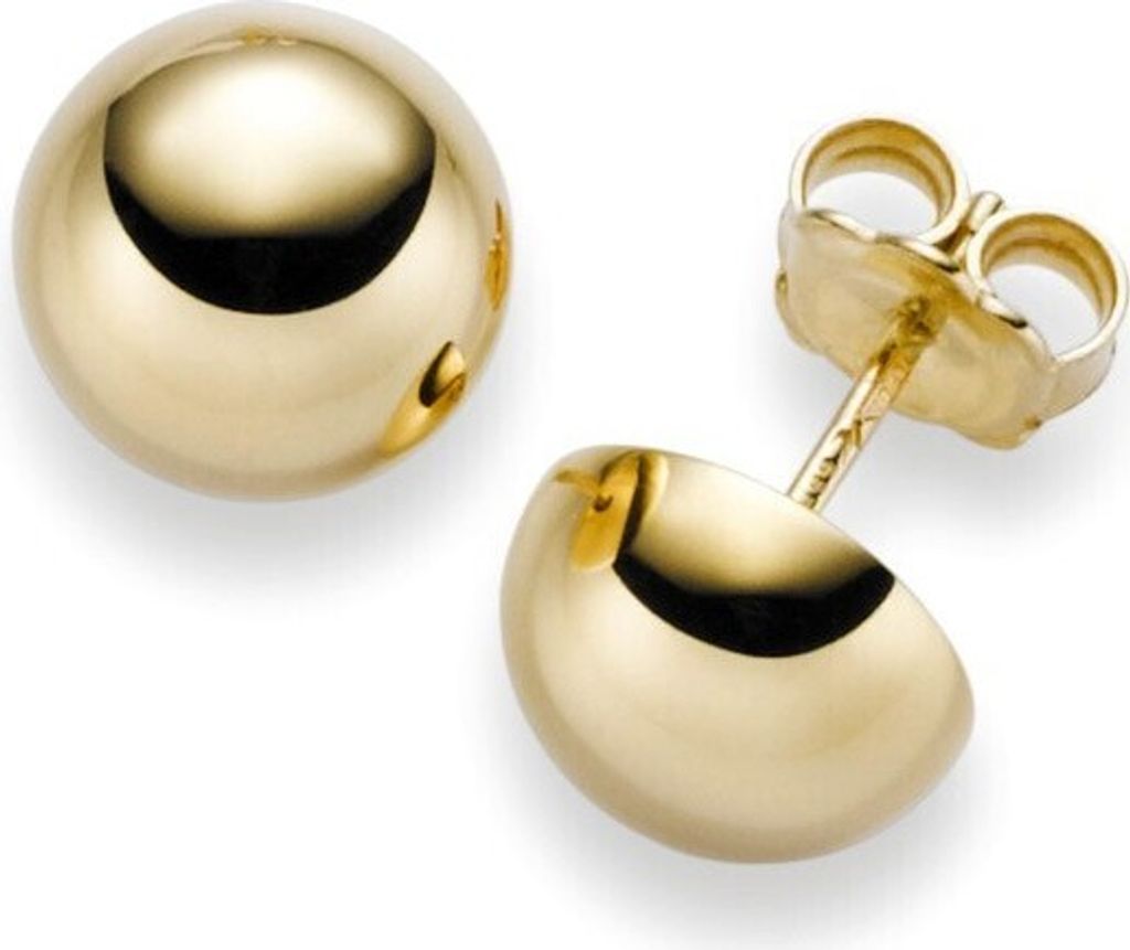 Ohrstecker Ohrschmuck Halbkugel 10mm 750 Gold Gelbgold glatt glänzend