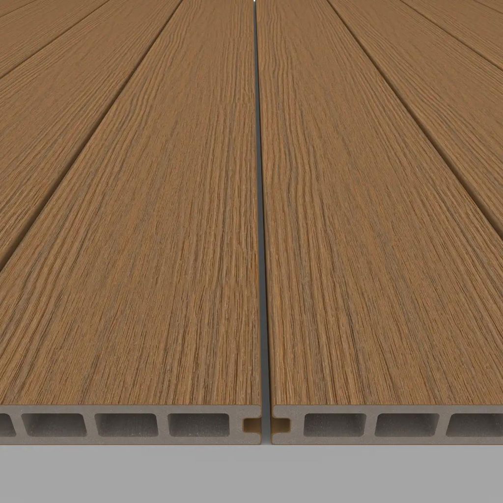 WPC Terrassendiele 25x140 mm Hohlprofil ummantelt Teak 80 cm : Teak : 80 cm