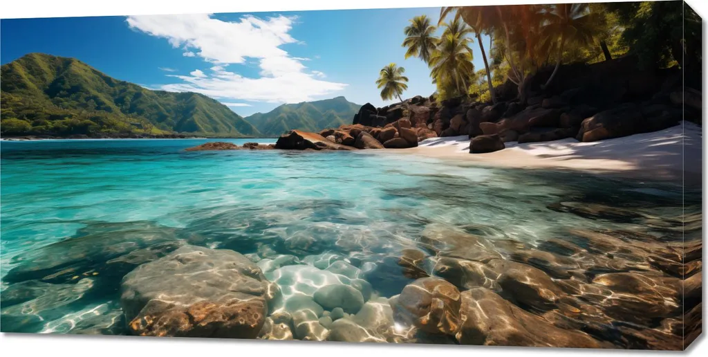 Tableau Déco Paysage Paradis Isolé 100x50 cm pour Ambiance Bureau
