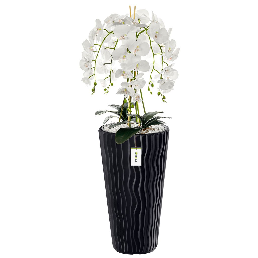 Orchidea artificiale a cascata bouquet bianco in vaso Immagine del prodotto 