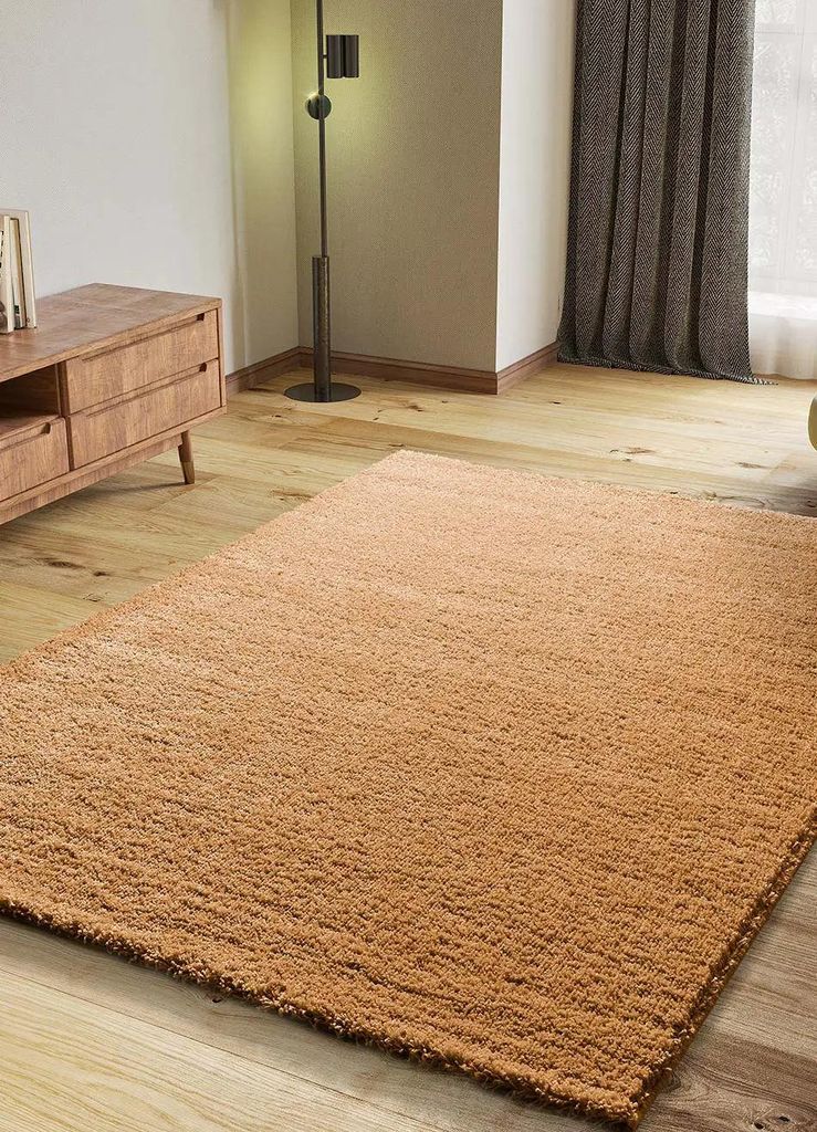 ATTICGO Hochflorteppich ATLAS Einfarbig shaggy in Kamel, 160x230 cm