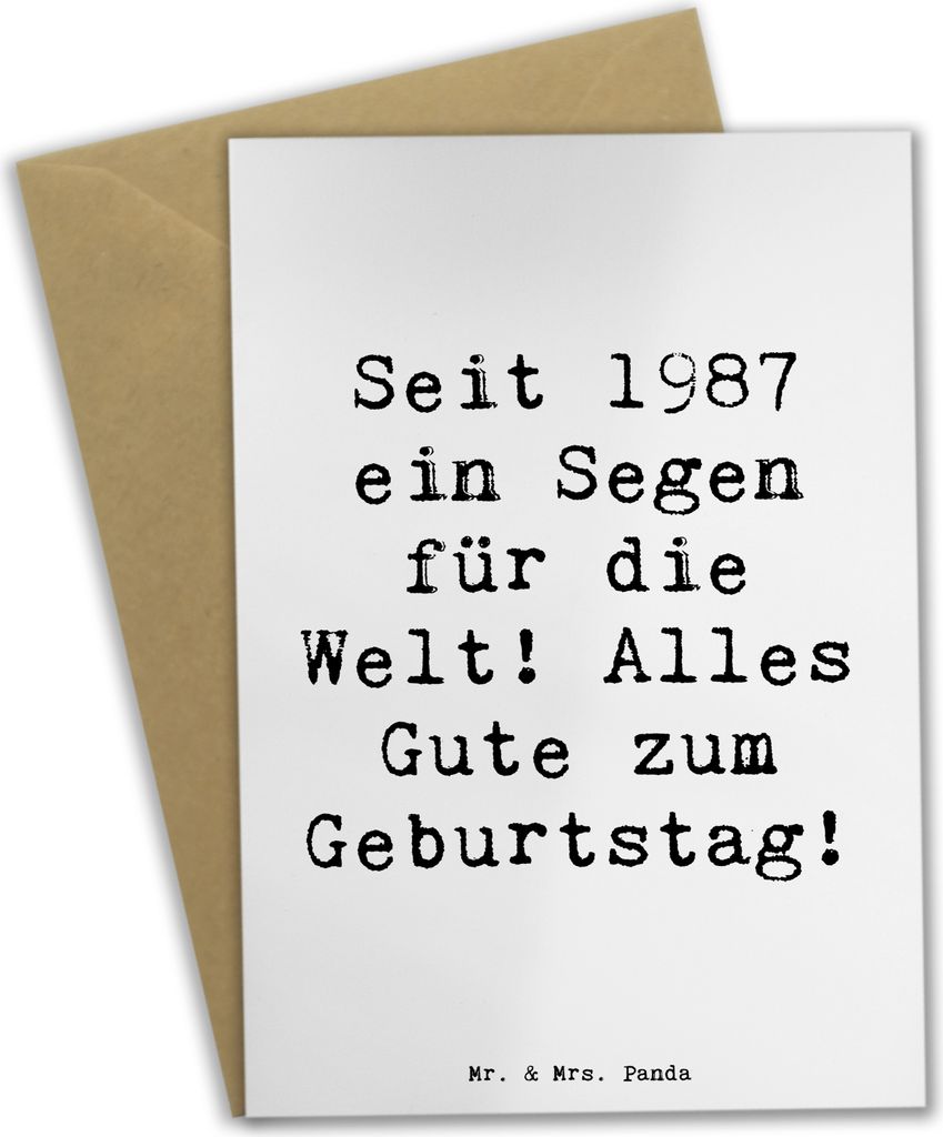 Mr. & Mrs. Panda Grußkarte Spruch 1987 Geburtstag - Weiß - Geschenk, Geburtsjahr, Glückwunsch, Alter, einladungskarten, weihnachtskarten, Klappk...