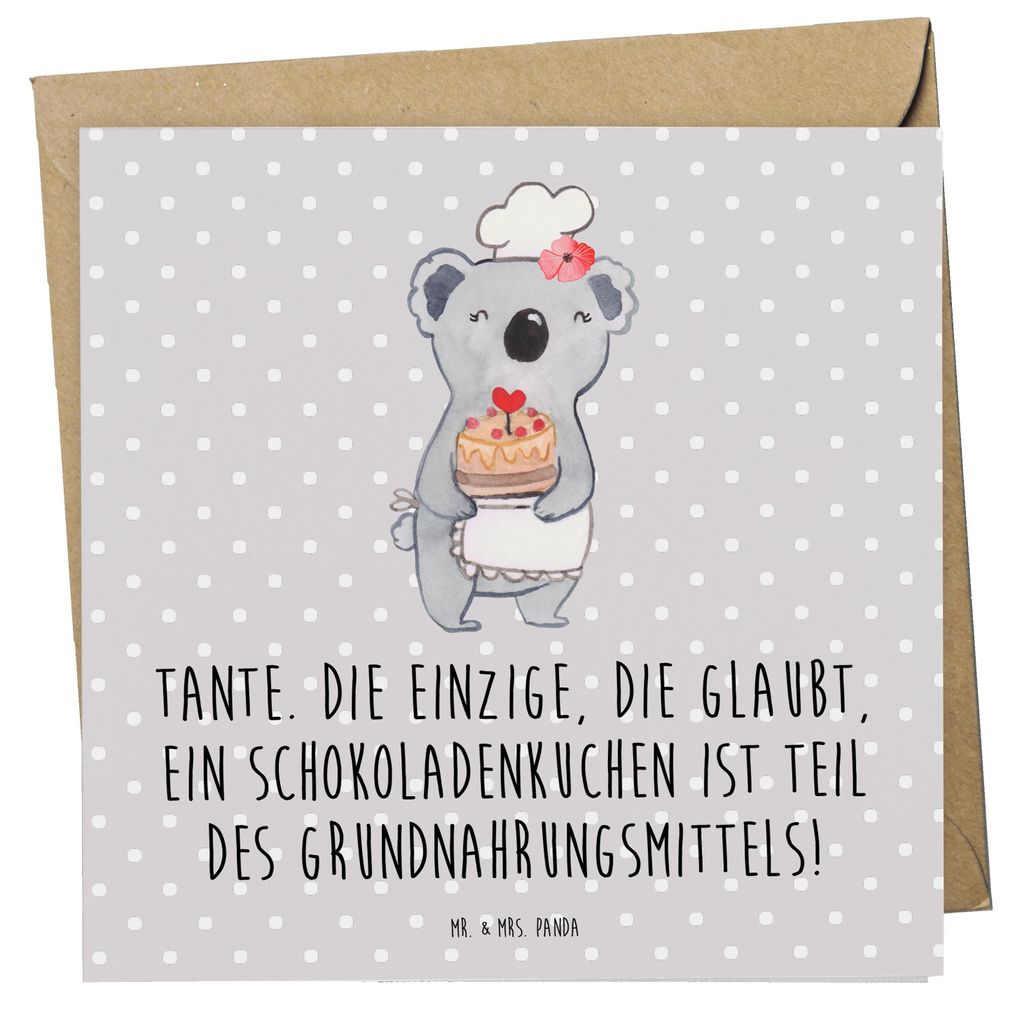 Mr. & Mrs. Panda faltkarte Tante Schokoladenkuchen - Grau Pastell - Geschenk, Familie, Geschenke, einzigartige Designs, Grußkarte, Nichte, Glückw...
