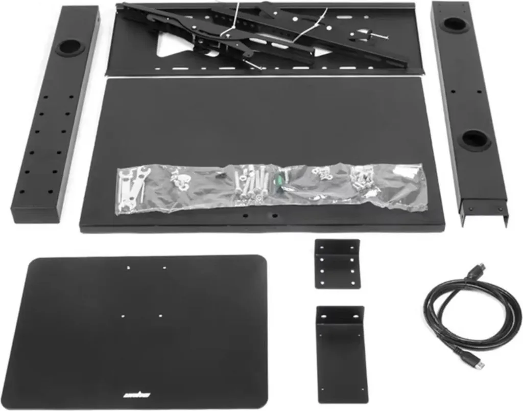Support TV de table universel avec tablette multimédia 32 à 65 pouces