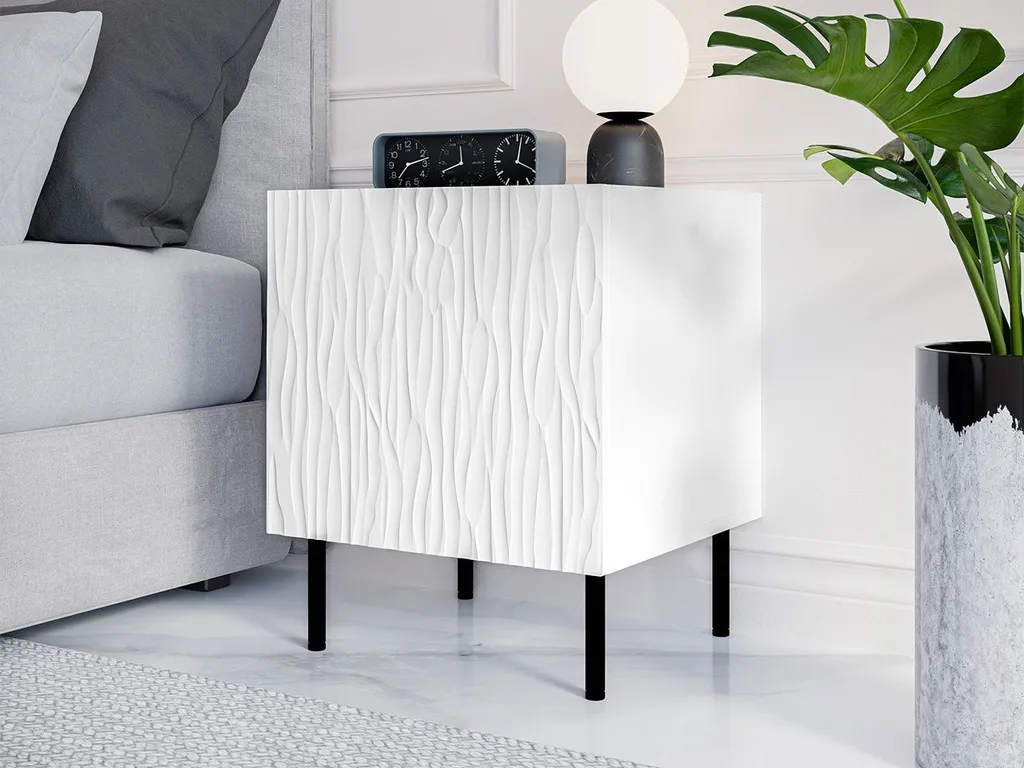 Ensemble de 2 tables de chevet LIMON blanc, design moderne épuré