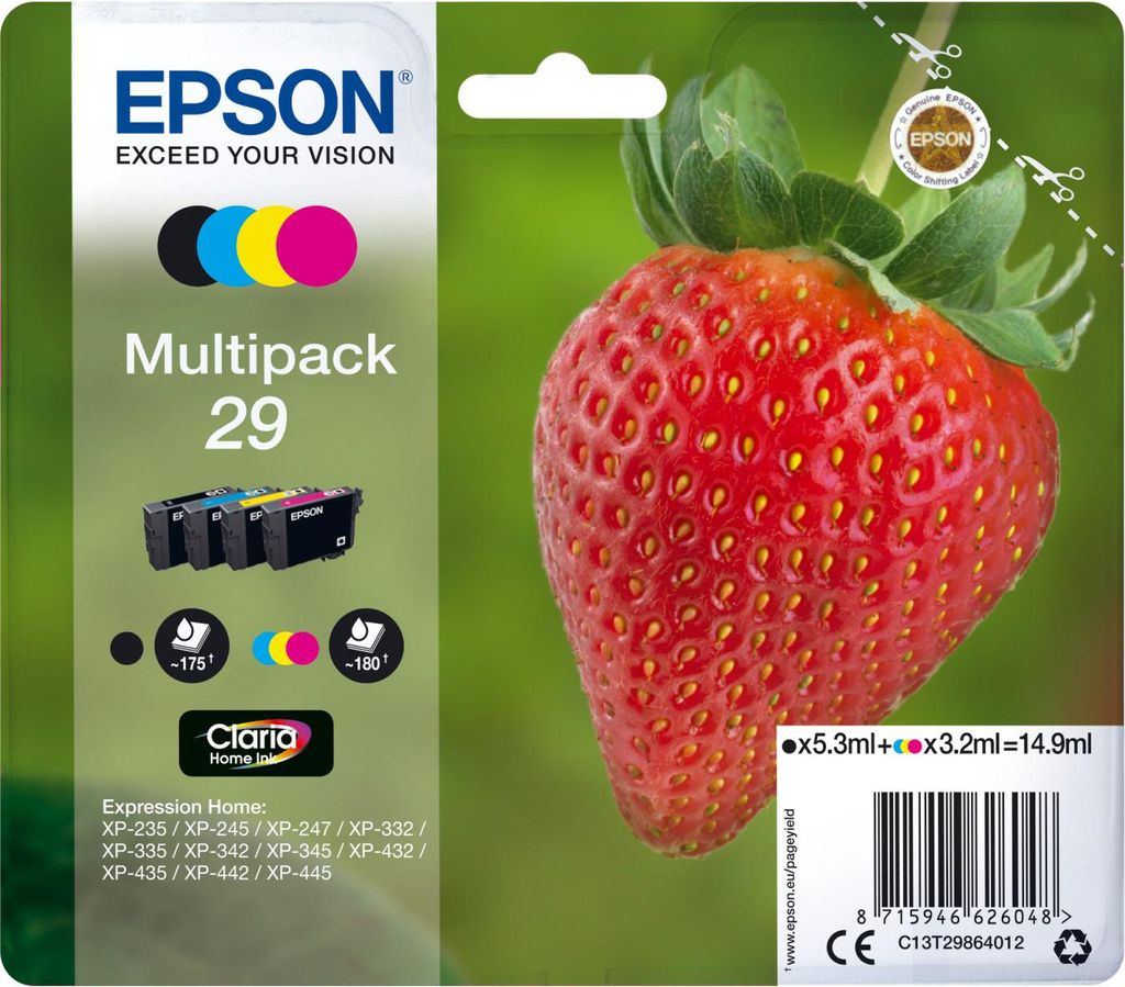 Epson 29 Multipack - Confezione da 4 pezzi - Nero, giallo, Immagine del prodotto 