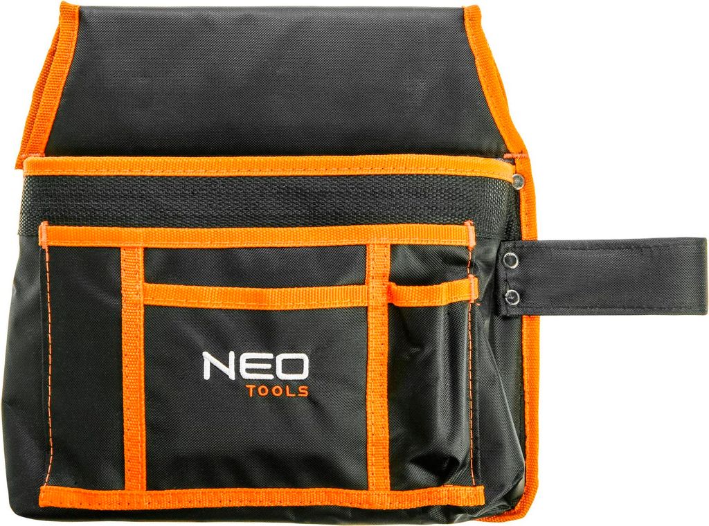 NEO TOOLS Tasche für Werkzeuge - Werkzeug-Organizer – Vier Fächer und ein Hammerhalter